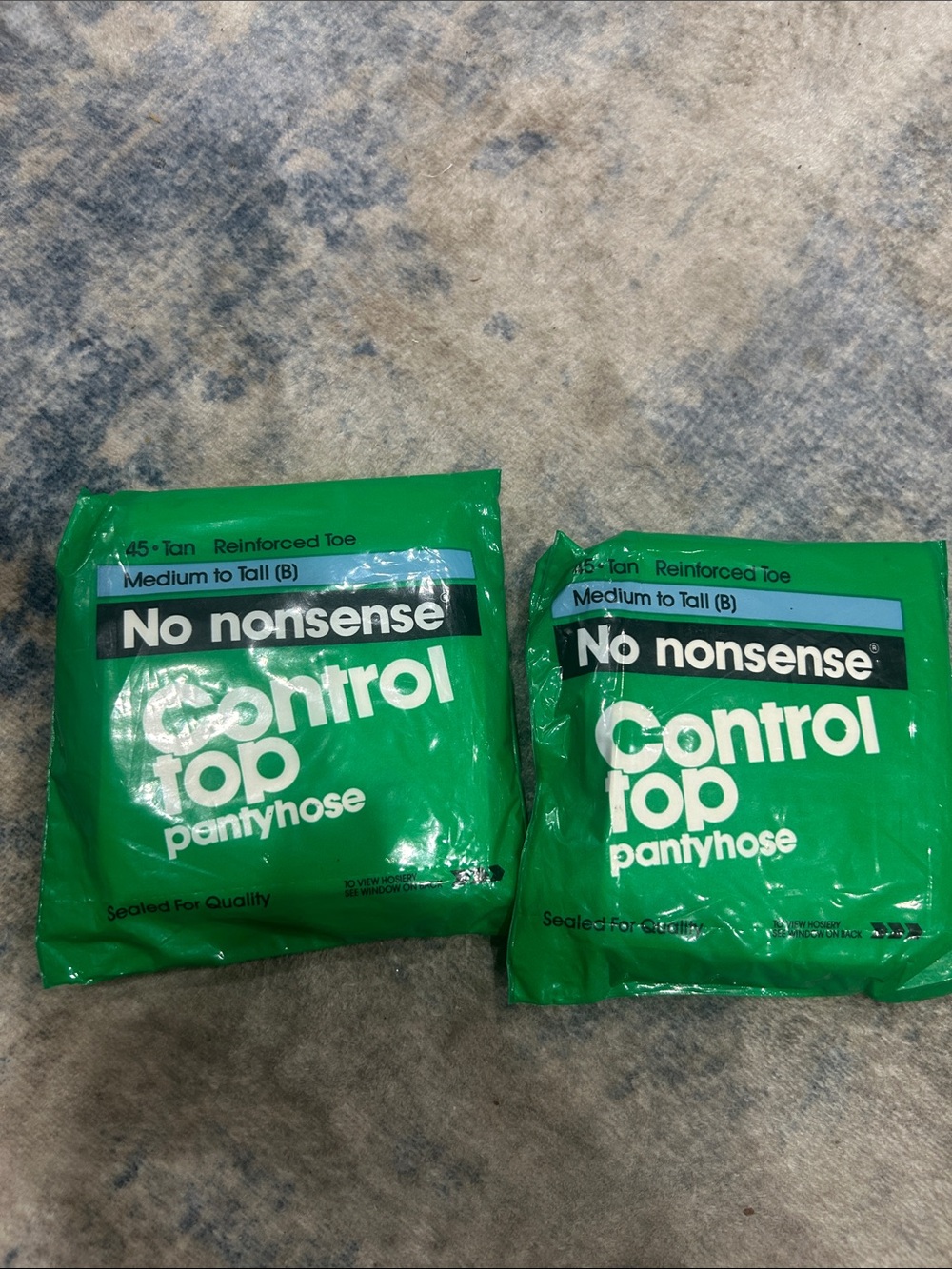 2 packages Vintage 1990 No Nonsense Control Top Pantyhose Medium to Tall (B)